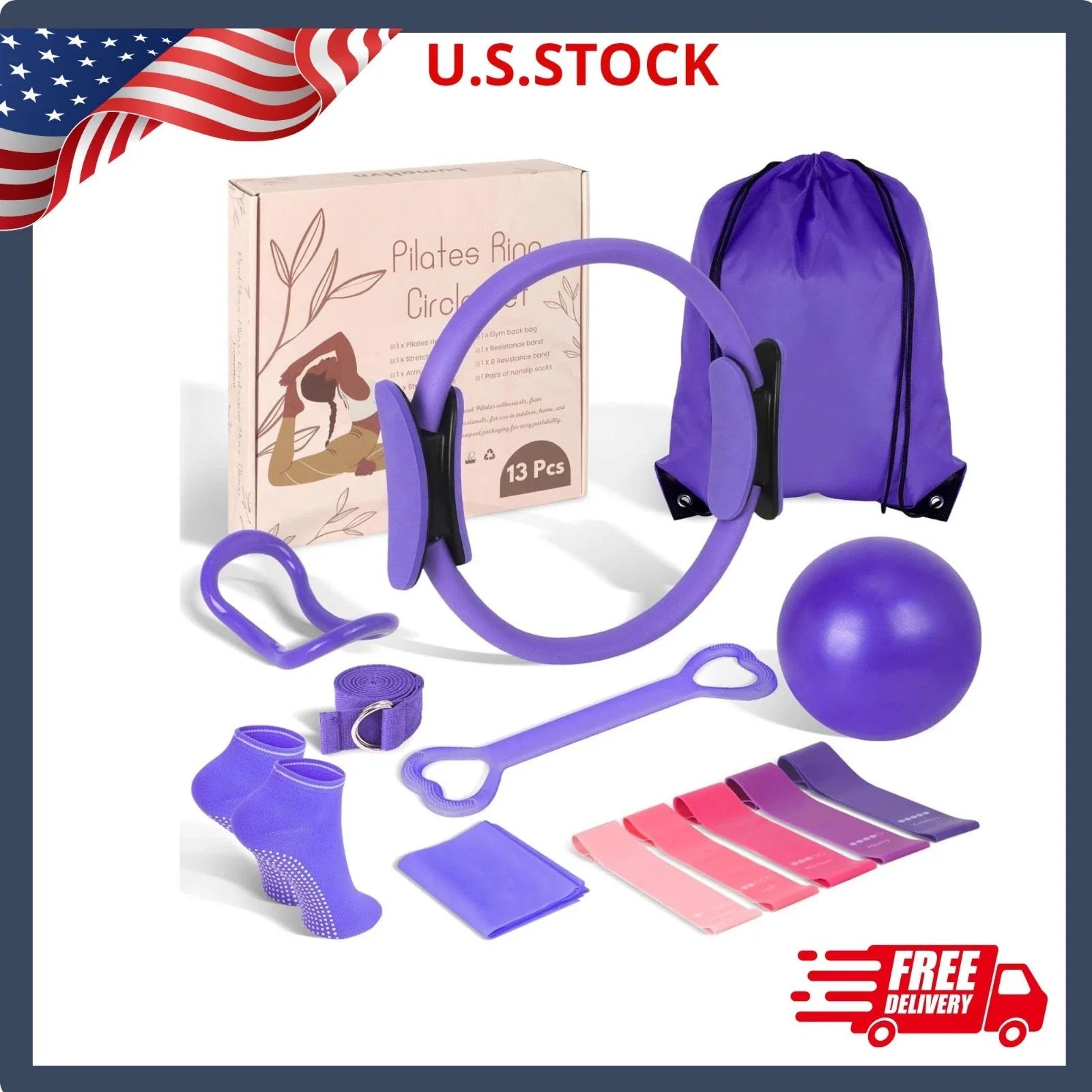 Home Pilates Essentials Kit for Women,Pilates Equipment Set with 9 Inch Yoga